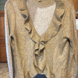 dressbarn Ruffled Cardigan Sweater - Beige
